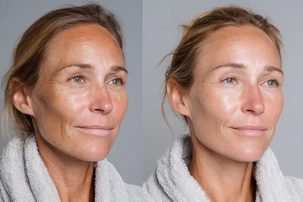 Skin Tone and Texture Before and After Chemical Peel Treatment
